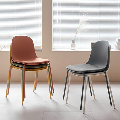 Moderner minimalistischer Stoff- & PE-gekrümmter quadratischer Esszimmerstuhl für Wohnzimmer, Schlafzimmer und Küche 