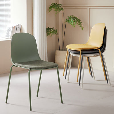 Moderner minimalistischer Stoff- & PE-gekrümmter quadratischer Esszimmerstuhl für Wohnzimmer, Schlafzimmer und Küche 