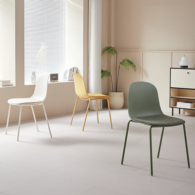 Moderner minimalistischer Stoff- & PE-gekrümmter quadratischer Esszimmerstuhl für Wohnzimmer, Schlafzimmer und Küche 