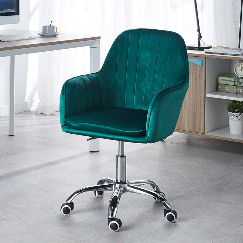 Modern Minimalist Velvet &amp; Metal Square Desk Chair With Swivel &amp; Height Adjustment For Home Office