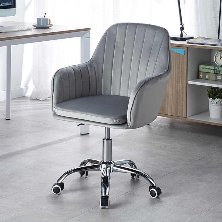 Modern Minimalist Velvet &amp; Metal Square Desk Chair With Swivel &amp; Height Adjustment For Home Office