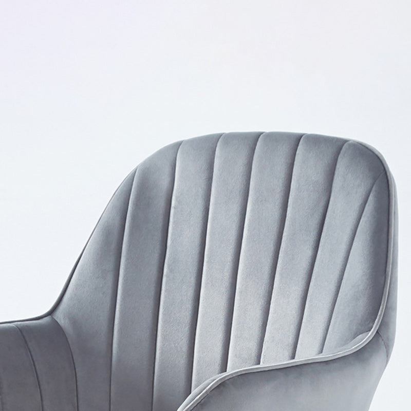 Modern Minimalist Velvet &amp; Metal Square Desk Chair With Swivel &amp; Height Adjustment For Home Office