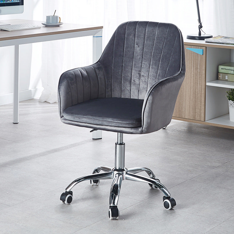 Modern Minimalist Velvet &amp; Metal Square Desk Chair With Swivel &amp; Height Adjustment For Home Office