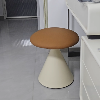 Moderner minimalistischer PU-Leder- und Eisen-Pilzkegel-Schminkhocker für Schlafzimmer &amp; Wohnzimmer 