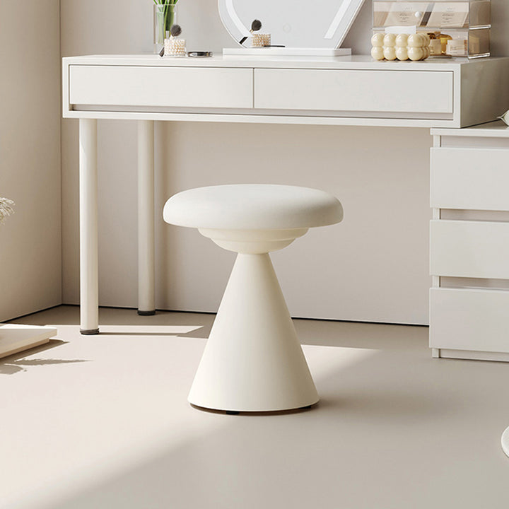 Moderner minimalistischer PU-Leder- und Eisen-Pilzkegel-Schminkhocker für Schlafzimmer &amp; Wohnzimmer 