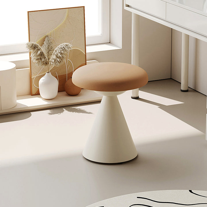 Moderner minimalistischer PU-Leder- und Eisen-Pilzkegel-Schminkhocker für Schlafzimmer &amp; Wohnzimmer 