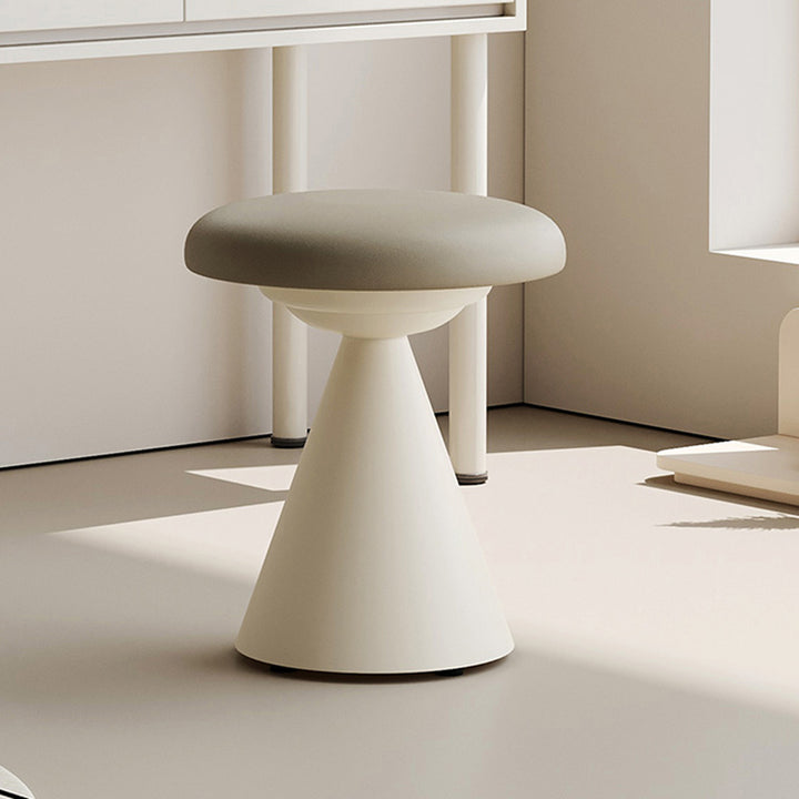 Moderner minimalistischer PU-Leder- und Eisen-Pilzkegel-Schminkhocker für Schlafzimmer &amp; Wohnzimmer 