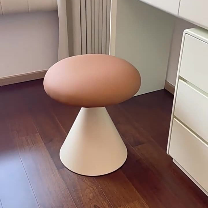 Moderner minimalistischer PU-Leder- und Eisen-Pilzkegel-Schminkhocker für Schlafzimmer &amp; Wohnzimmer 