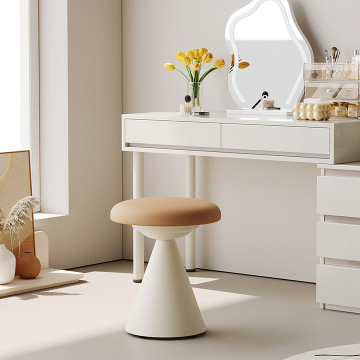 Moderner minimalistischer PU-Leder- und Eisen-Pilzkegel-Schminkhocker für Schlafzimmer &amp; Wohnzimmer 