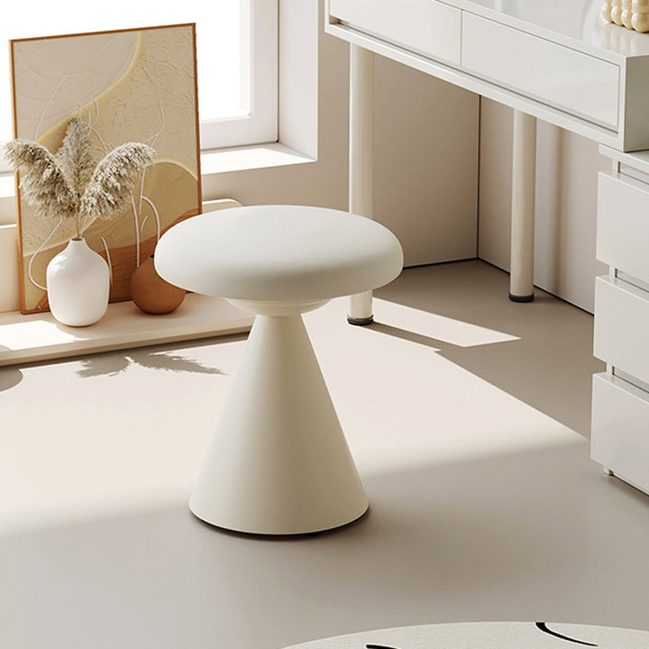 Moderner minimalistischer PU-Leder- und Eisen-Pilzkegel-Schminkhocker für Schlafzimmer &amp; Wohnzimmer 