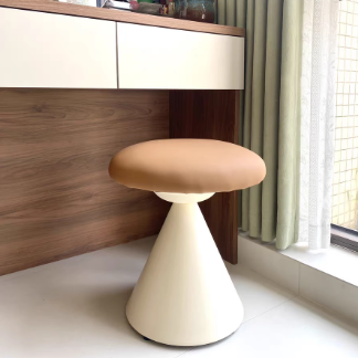 Moderner minimalistischer PU-Leder- und Eisen-Pilzkegel-Schminkhocker für Schlafzimmer &amp; Wohnzimmer 