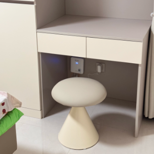 Moderner minimalistischer PU-Leder- und Eisen-Pilzkegel-Schminkhocker für Schlafzimmer &amp; Wohnzimmer 