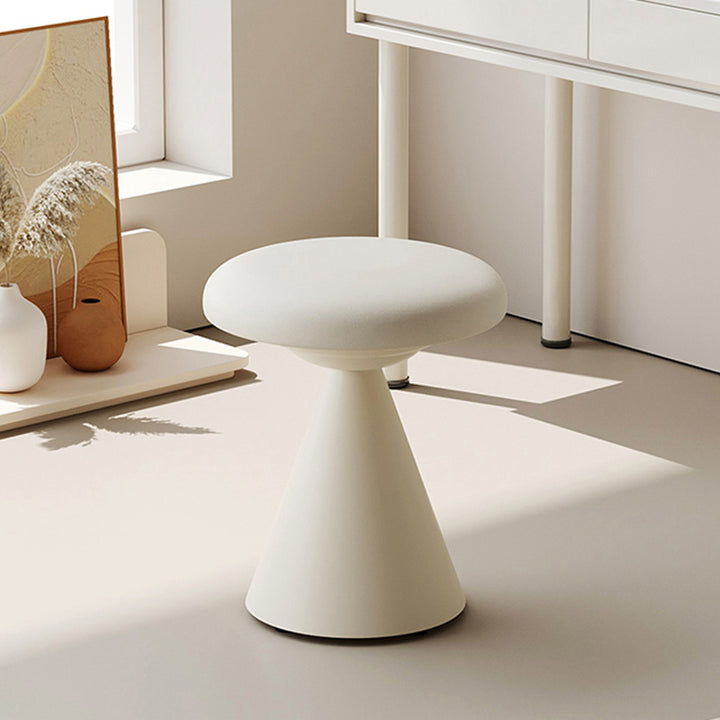 Moderner minimalistischer PU-Leder- und Eisen-Pilzkegel-Schminkhocker für Schlafzimmer &amp; Wohnzimmer 