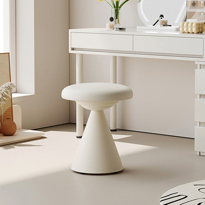Moderner minimalistischer PU-Leder- und Eisen-Pilzkegel-Schminkhocker für Schlafzimmer &amp; Wohnzimmer 