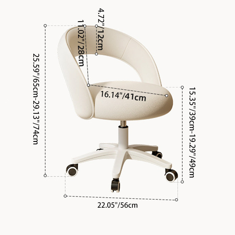 Tabouret de coiffeuse rond incurvé en velours et nylon nordique contemporain avec pivotement et hauteur réglable pour chambre et salon 
