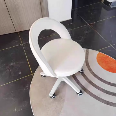 Tabouret de coiffeuse rond incurvé en velours et nylon nordique contemporain avec pivotement et hauteur réglable pour chambre et salon 