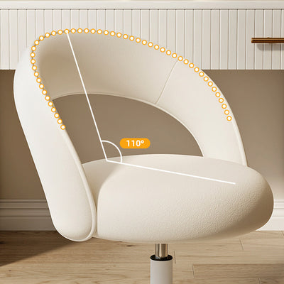 Tabouret de coiffeuse rond incurvé en velours et nylon nordique contemporain avec pivotement et hauteur réglable pour chambre et salon 