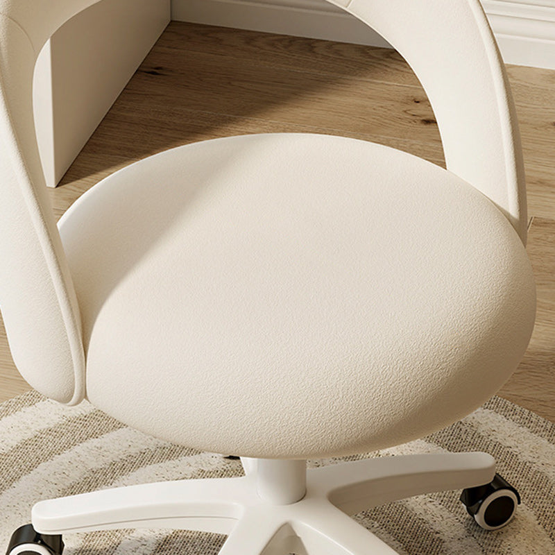 Tabouret de coiffeuse rond incurvé en velours et nylon nordique contemporain avec pivotement et hauteur réglable pour chambre et salon 