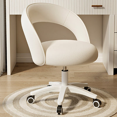 Tabouret de coiffeuse rond incurvé en velours et nylon nordique contemporain avec pivotement et hauteur réglable pour chambre et salon 