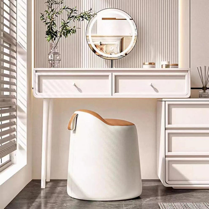 Moderner minimalistischer Hocker aus Kunstleder und Holz für Schlafzimmer und Wohnzimmer 