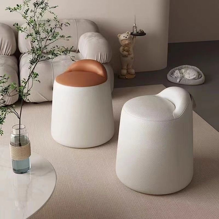Moderner minimalistischer Hocker aus Kunstleder und Holz für Schlafzimmer und Wohnzimmer 