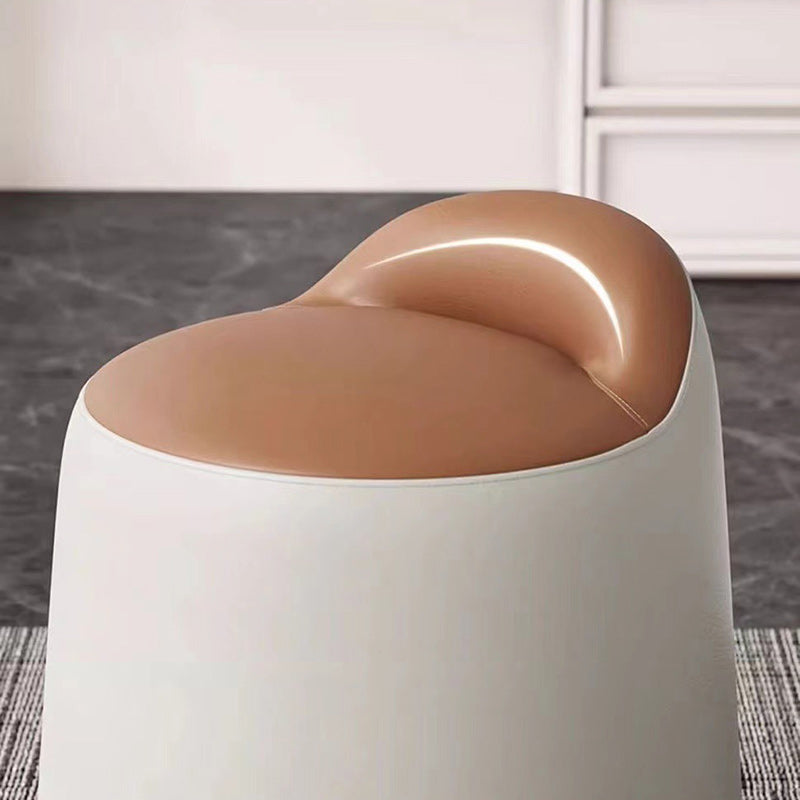 Tabouret de vanité cylindrique moderne minimaliste en faux cuir et bois pour chambre et salon 