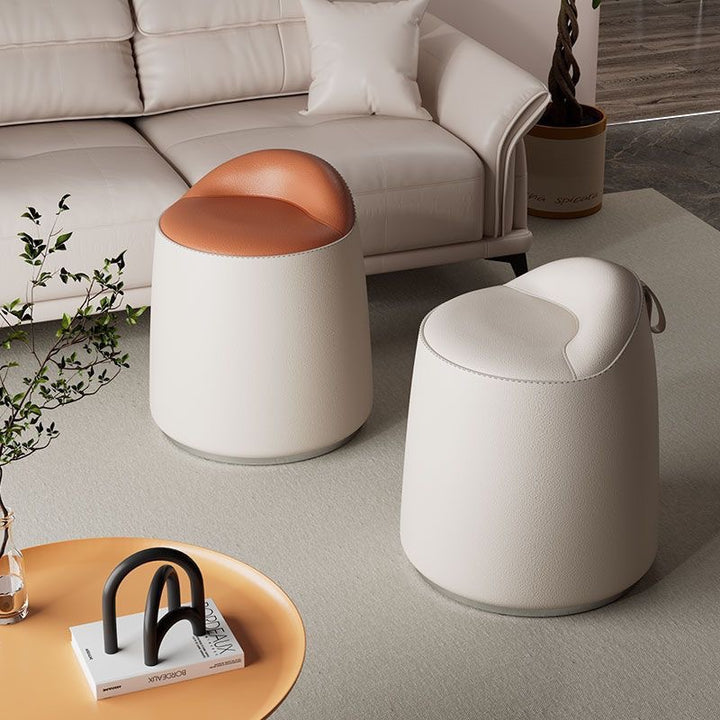 Moderner minimalistischer Hocker aus Kunstleder und Holz für Schlafzimmer und Wohnzimmer 