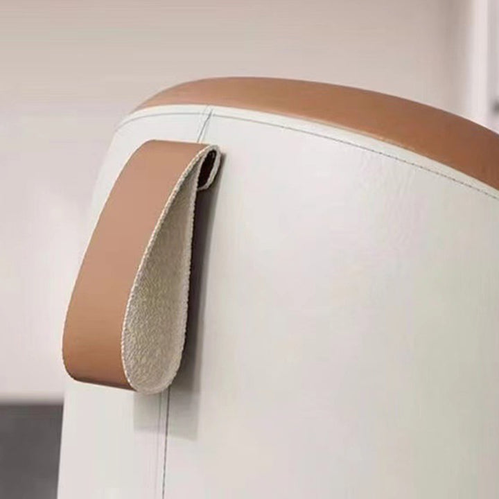 Tabouret de vanité cylindrique moderne minimaliste en faux cuir et bois pour chambre et salon 