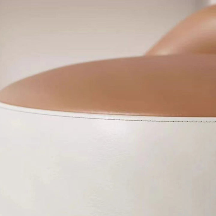 Tabouret de vanité cylindrique moderne minimaliste en faux cuir et bois pour chambre et salon 