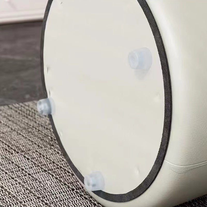Tabouret de vanité cylindrique moderne minimaliste en faux cuir et bois pour chambre et salon 
