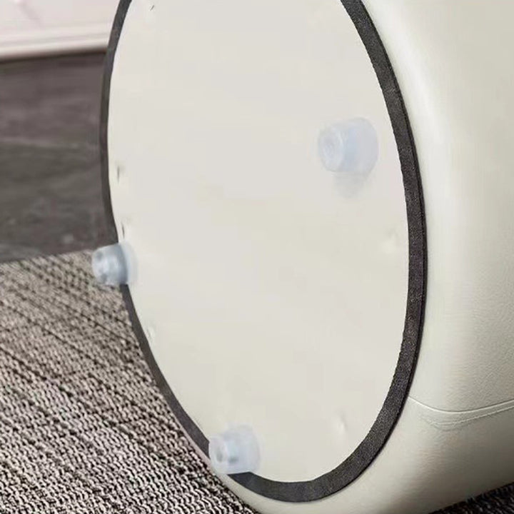 Tabouret de vanité cylindrique moderne minimaliste en faux cuir et bois pour chambre et salon 