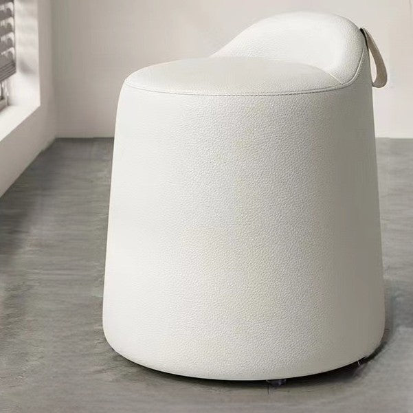 Tabouret de vanité cylindrique moderne minimaliste en faux cuir et bois pour chambre et salon 