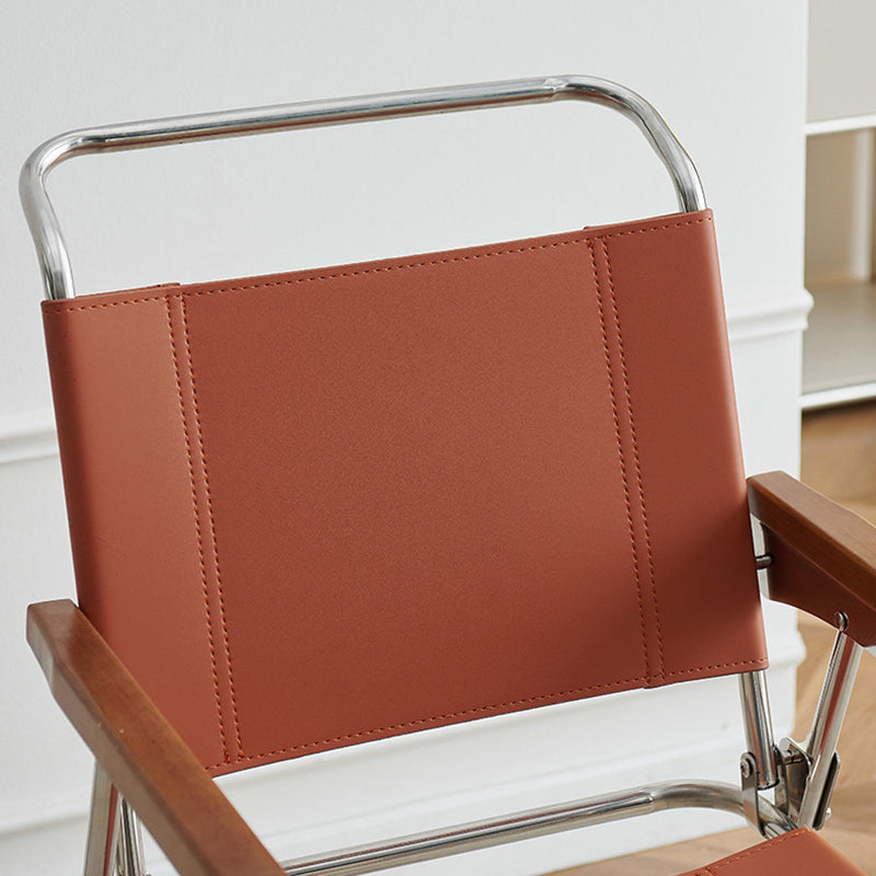Silla de comedor cuadrada de cuero de silla nórdica contemporánea y acero inoxidable con diseño plegable para dormitorio y sala de estar 