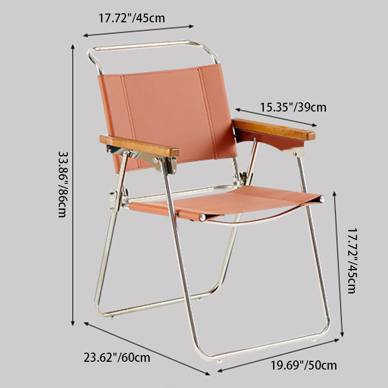 Silla de comedor cuadrada de cuero de silla nórdica contemporánea y acero inoxidable con diseño plegable para dormitorio y sala de estar 
