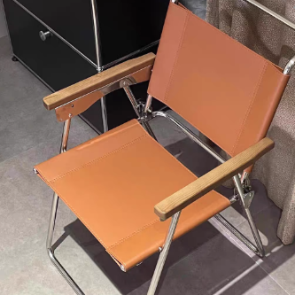 Silla de comedor cuadrada de cuero de silla nórdica contemporánea y acero inoxidable con diseño plegable para dormitorio y sala de estar 