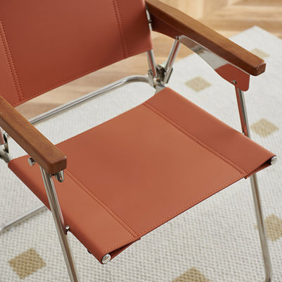 Silla de comedor cuadrada de cuero de silla nórdica contemporánea y acero inoxidable con diseño plegable para dormitorio y sala de estar 
