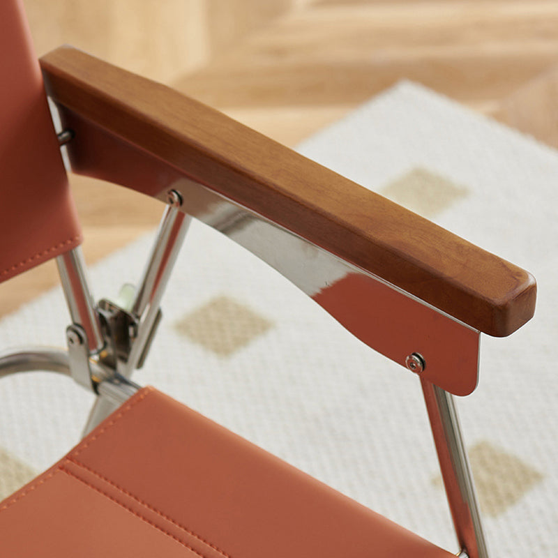 Silla de comedor cuadrada de cuero de silla nórdica contemporánea y acero inoxidable con diseño plegable para dormitorio y sala de estar 