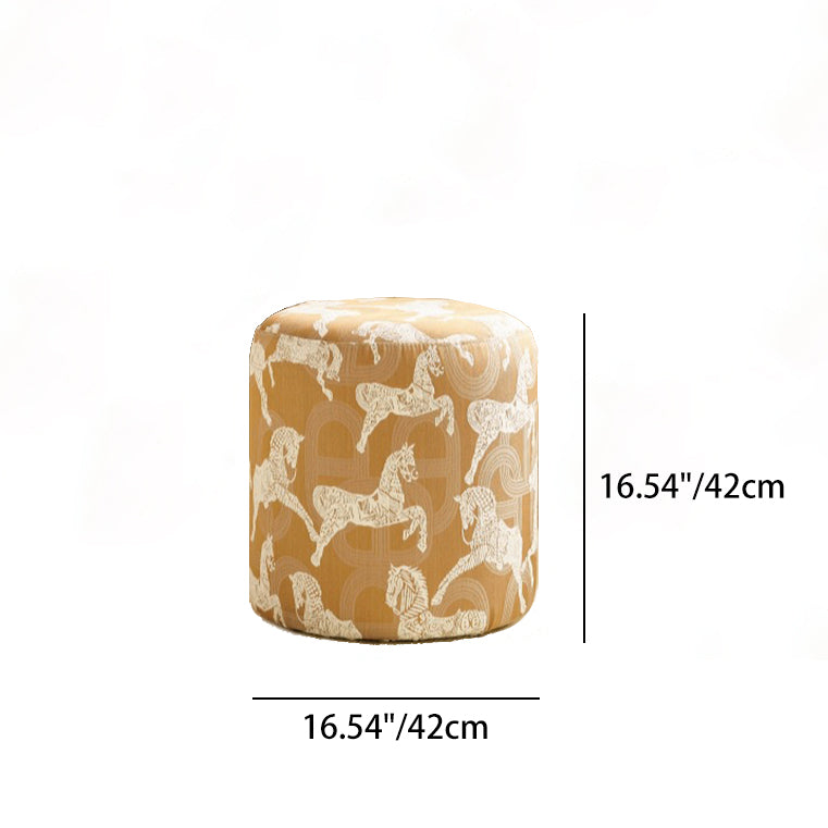 Contemporary Creative Fabric &amp; Wood Cylindrical Low Stool For Bedroom &amp; Living Room