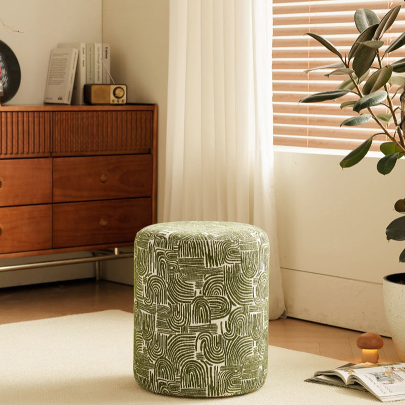 Zeitgenössischer kreativer Stoff- und Holz-Zylinderhocker für Schlafzimmer und Wohnzimmer 