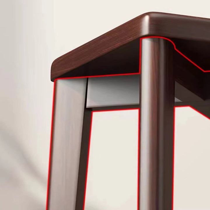 Modern Minimalist Wood &amp; Faux Oil-Wax Leather Square Dining Chair With Stackable Design For Bedroom, Living Room &amp; Dining Room
