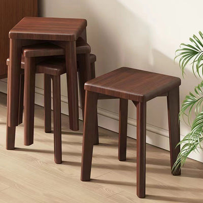 Moderna silla de comedor cuadrada minimalista de madera y cuero con diseño apilable para dormitorio, sala de estar y comedor 