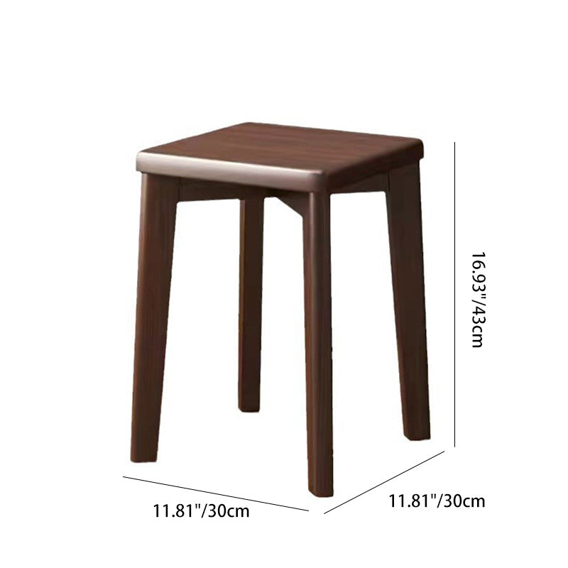 Modern Minimalist Wood &amp; Faux Oil-Wax Leather Square Dining Chair With Stackable Design For Bedroom, Living Room &amp; Dining Room
