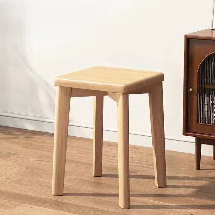Moderna silla de comedor cuadrada minimalista de madera y cuero con diseño apilable para dormitorio, sala de estar y comedor 