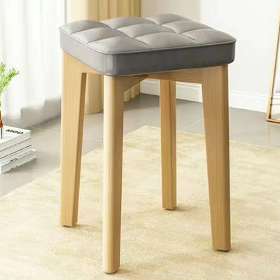 Moderna silla de comedor cuadrada minimalista de madera y cuero con diseño apilable para dormitorio, sala de estar y comedor 