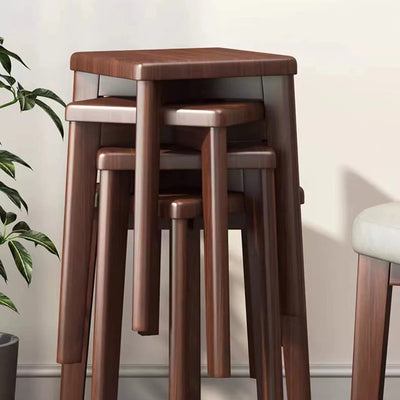 Moderna silla de comedor cuadrada minimalista de madera y cuero con diseño apilable para dormitorio, sala de estar y comedor 
