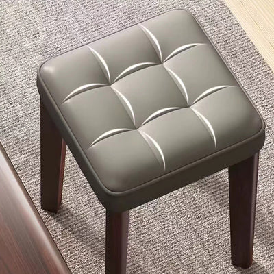 Moderna silla de comedor cuadrada minimalista de madera y cuero con diseño apilable para dormitorio, sala de estar y comedor 