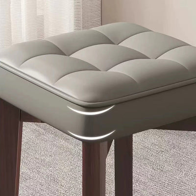 Moderna silla de comedor cuadrada minimalista de madera y cuero con diseño apilable para dormitorio, sala de estar y comedor 