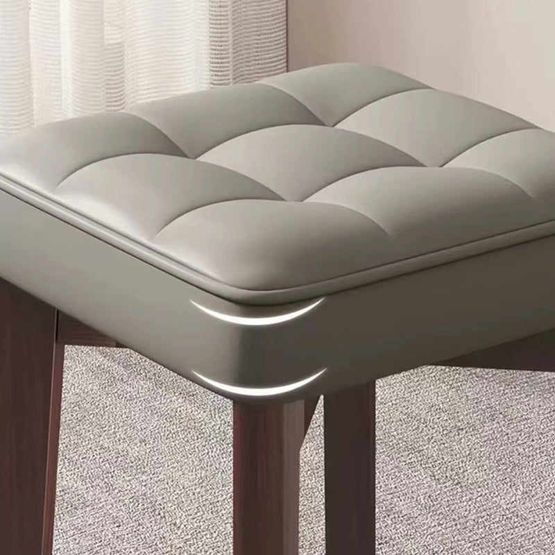 Moderna silla de comedor cuadrada minimalista de madera y cuero con diseño apilable para dormitorio, sala de estar y comedor 