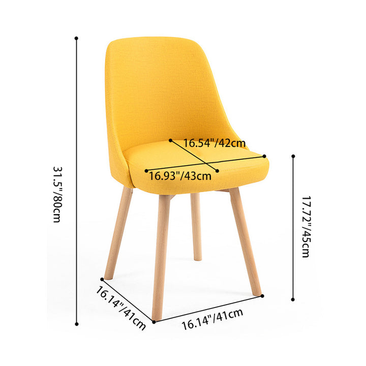 Zeitgenössischer nordischer Holz- & Baumwoll-Leinen gebogener Esszimmerstuhl für Schlafzimmer, Wohnzimmer & Esszimmer 