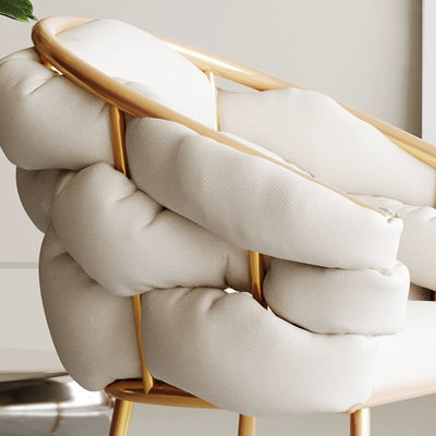 Tabouret de coiffeuse contemporain en velours nordique et métal avec pieds réglables pour chambre et salon 